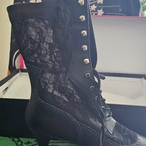Pleaser Black Lace Victorian Heel Boot size 13